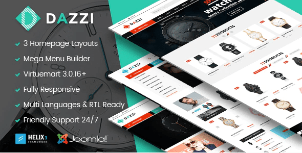 Vina Dazzi – VirtueMart Template for Watches Store